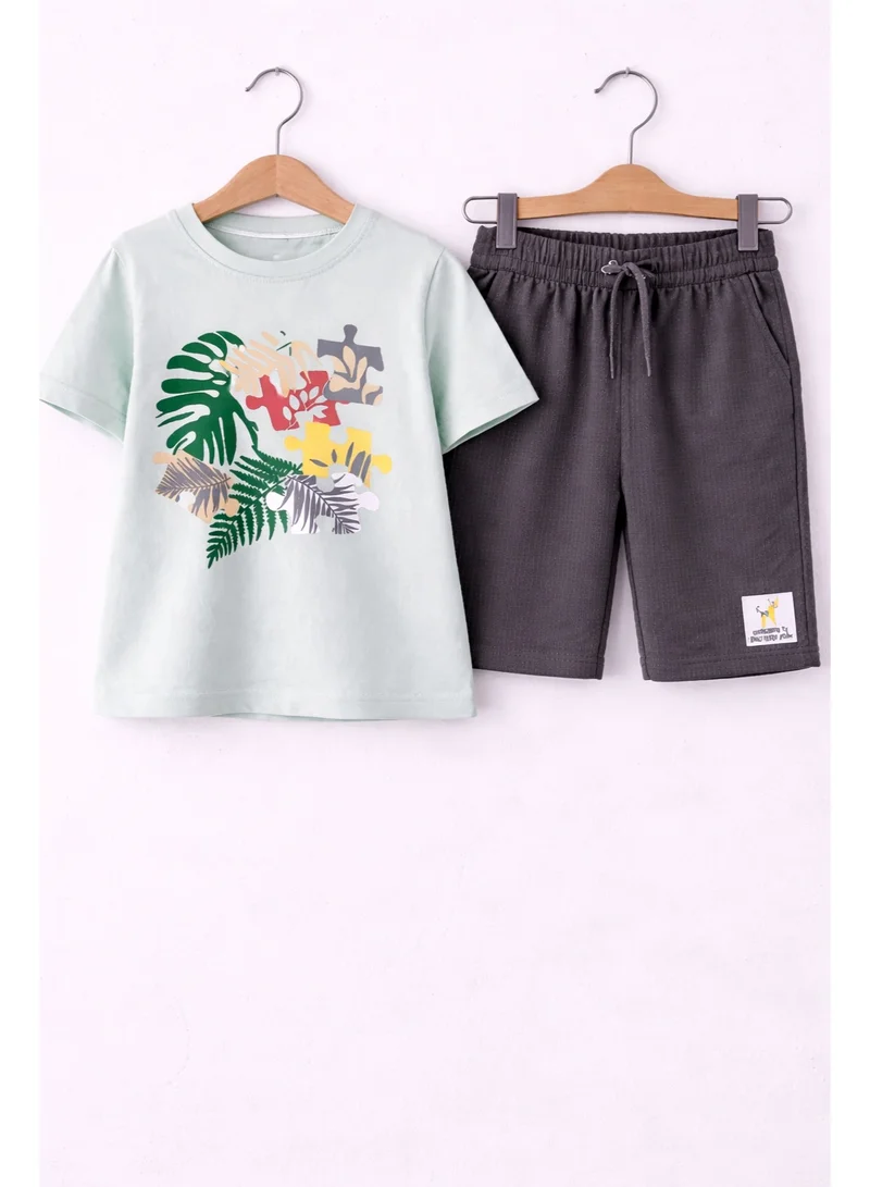 victor and jane Boys’ 2-Piece Set – Tropical Graphic T-Shirt & Bermuda Shorts